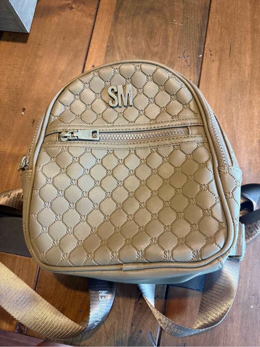 Steve Madden Quilted Mini Backpack in Taupe